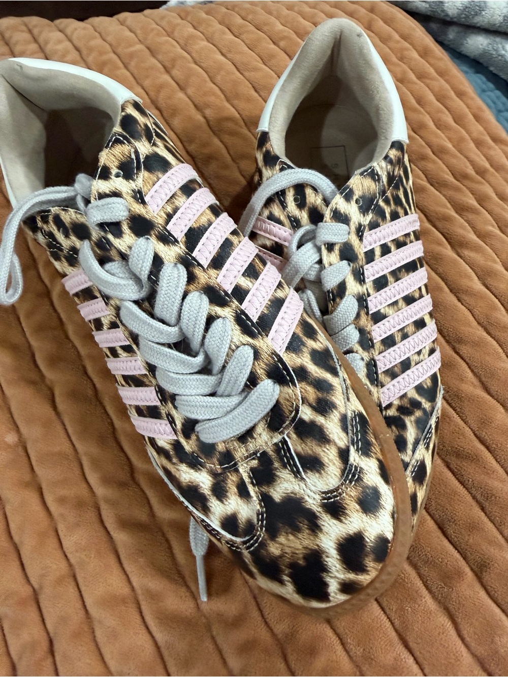 ShuShop Leopard Print Sneakers with Pink Stripes